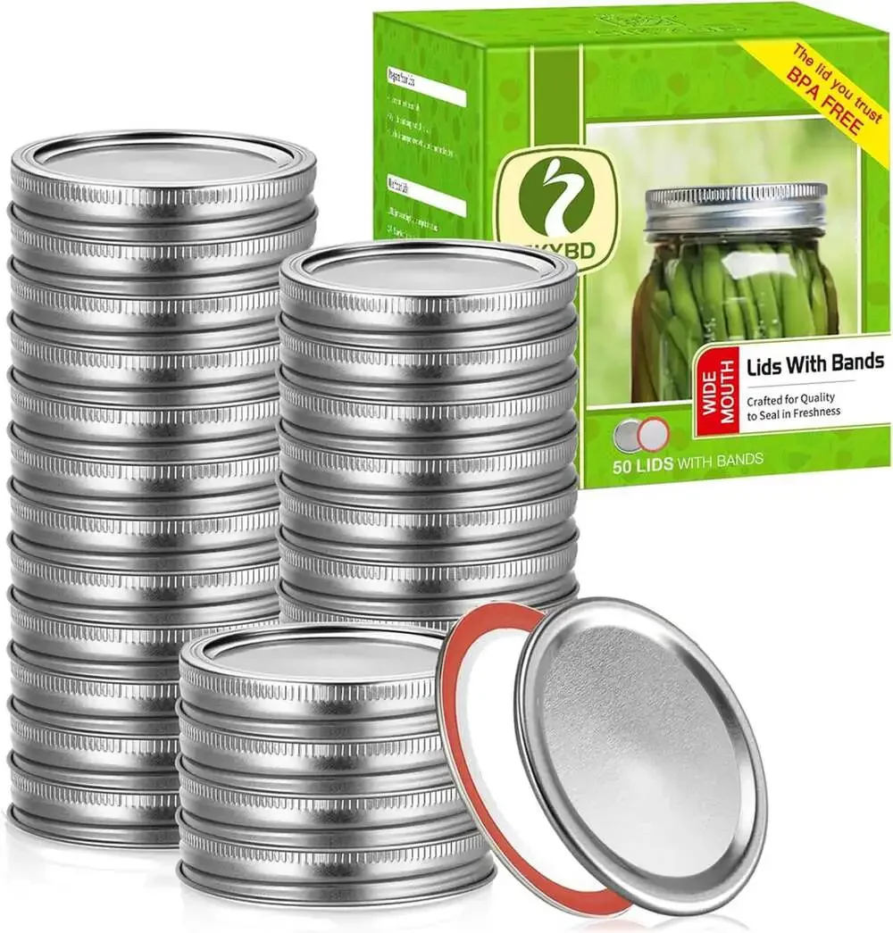 Canning Lids and Rings Set Food Grade Metal Wide Mouth for Ball Kerr Mason Jars